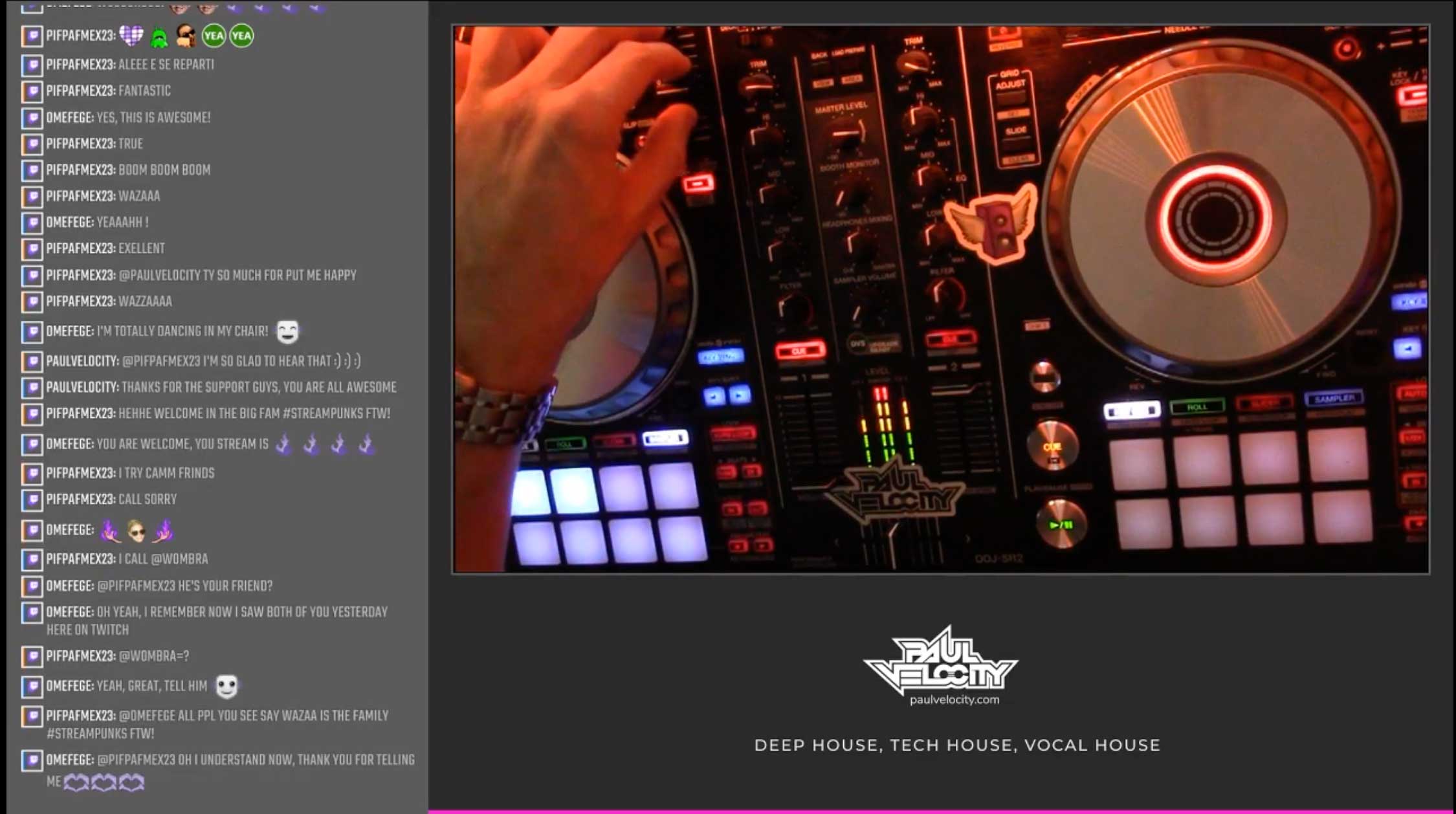 Screenshot of an episode of HouseBound showing a birds eye view of DJ mixing equipment